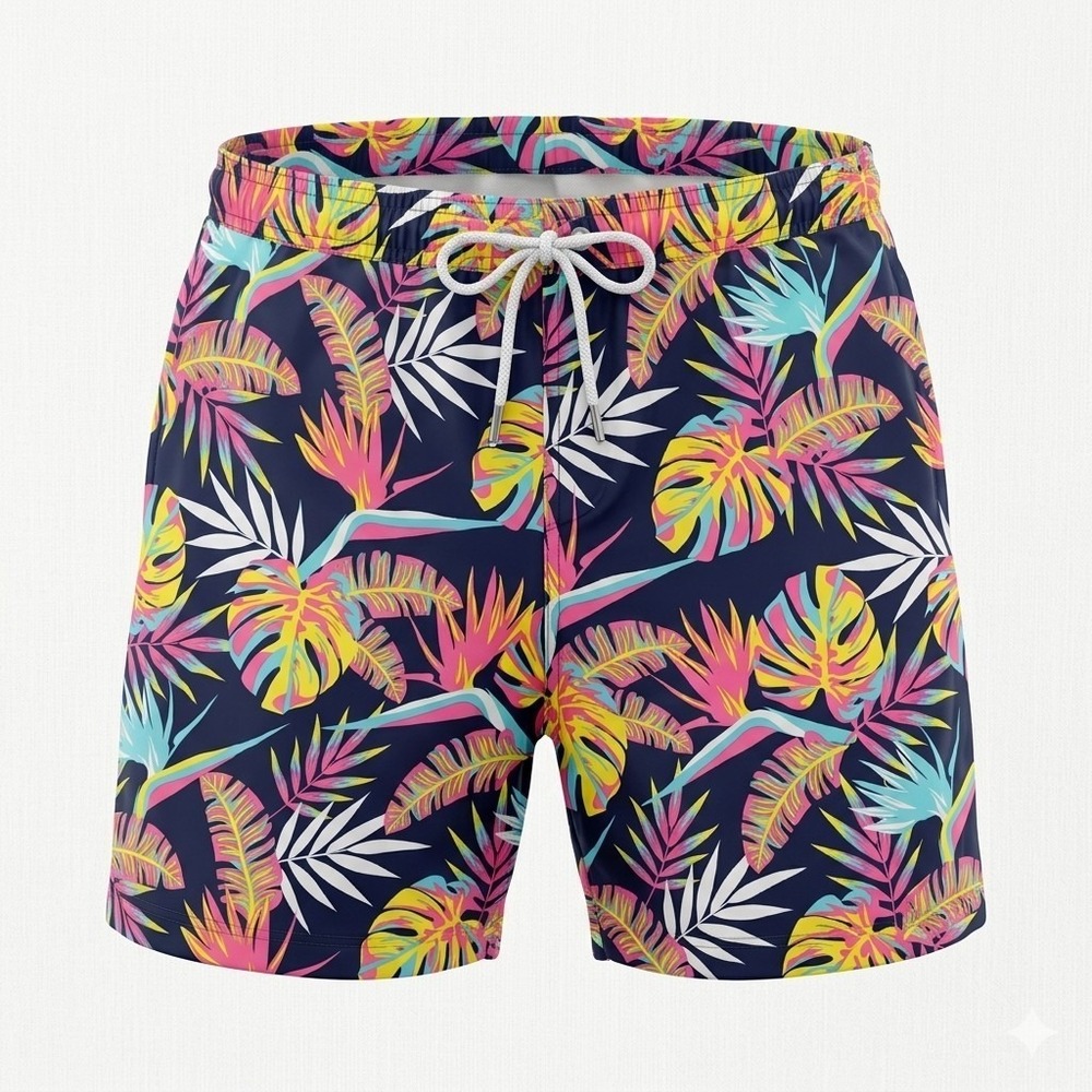Original Use Mens Swim Shorts L Tropical Hibiscus Summer Vacation Beachwear Gorp
